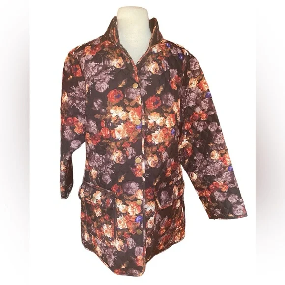 Cynthia Rowley‎ Quilted Floral Front Snap Down Jacket