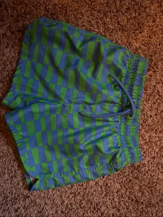 GAP Blue and Green Checkerboard Swim Trunks