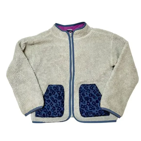 Gap Sherpa Fleece Floral Pocket Jacket Size 8/9