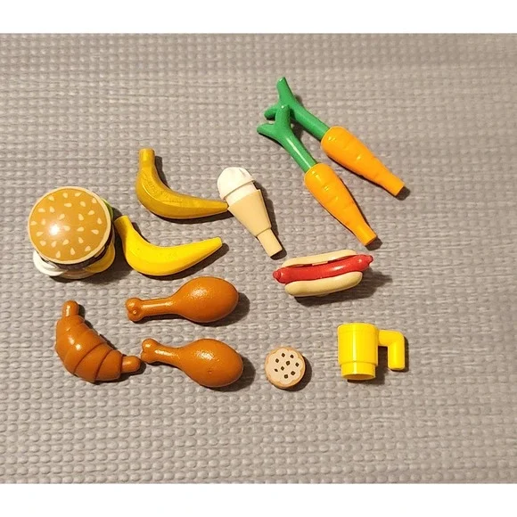 Lego Food Accessory‎ Lot Hamburger Hot Dog Drumstick Banana Carrot Croissant