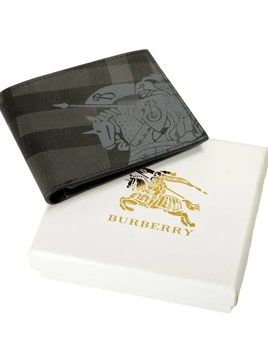 Burberry Men's Logo & Checkered Textured Leather Bifold Wallet