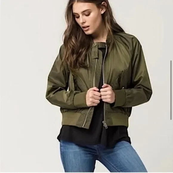 FREE PEOPLE BOMBER JACKET OLIVE GREEN SIZE SMALL