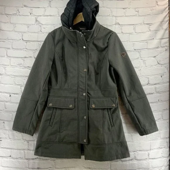 Steve Madden Jacket Long Coat Womens Sz S‎ Small Gray Hooded