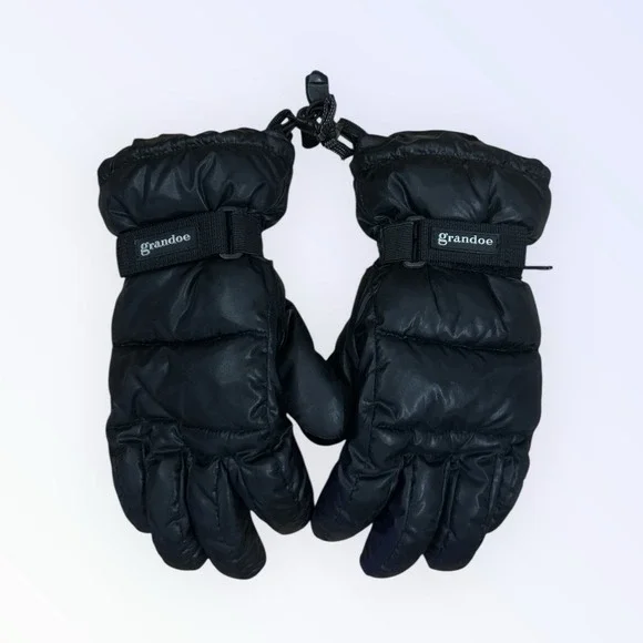 GRANDOE GLOVES BLACK‎ LEATHER PALMS WARM