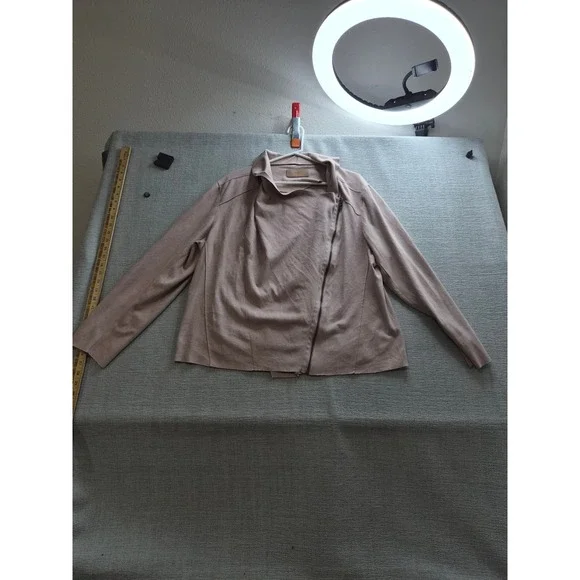 BlankNYC Asymmetrical Faux Suede Drape Front Jacket Womens 3X Pink Full Zip