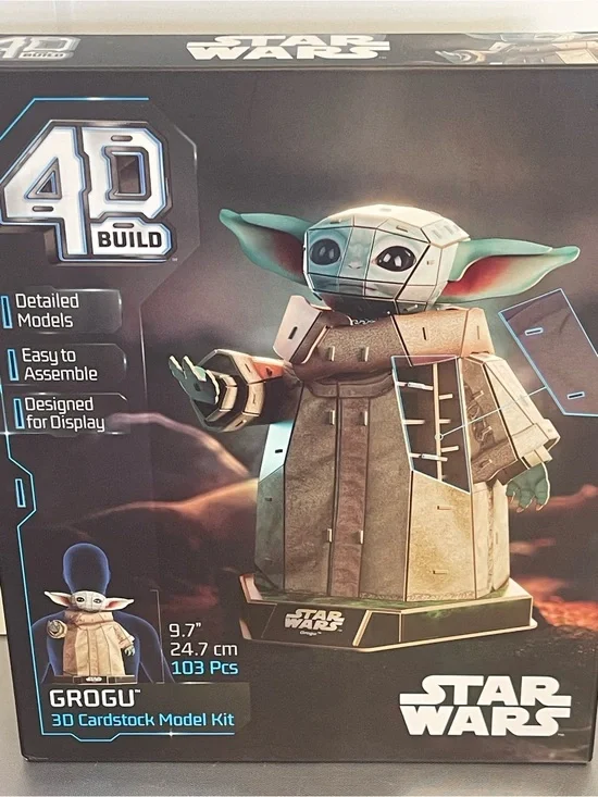 4D Build Star Wars Grogu 3D Cardstock Model Kit 103 Pieces Green Grogu NIP Seal