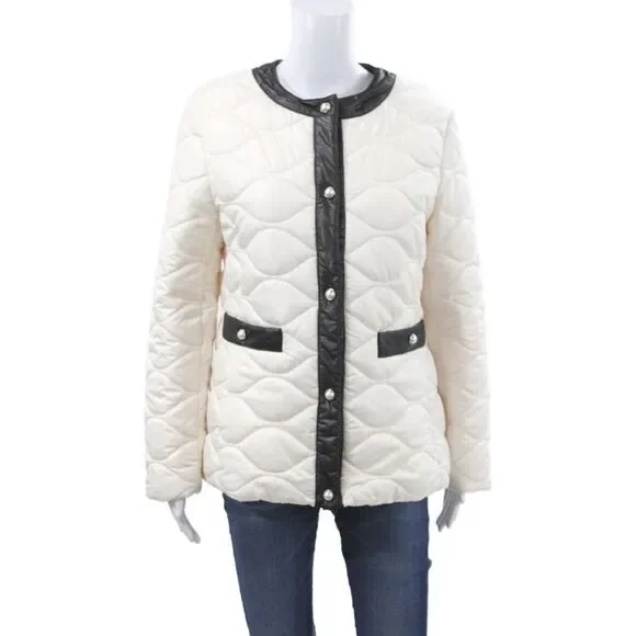 Kate Spade Womens Quilted Ivory Long Sleeve Jacket Size S