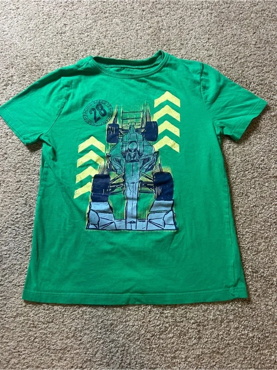 Carters Boys Green Graphic T Shirt Construction Monster Truck Short Sleeve