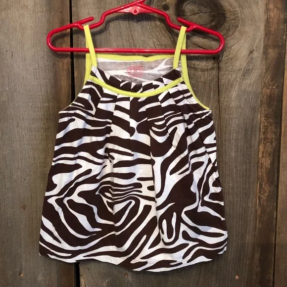 Carter’s Brown White Zebra Animal Print Pleated Swing Tank Top Size 4T