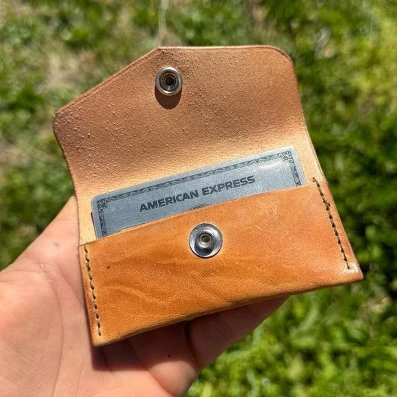 Veg tan leather cardholder snap‎ wallet