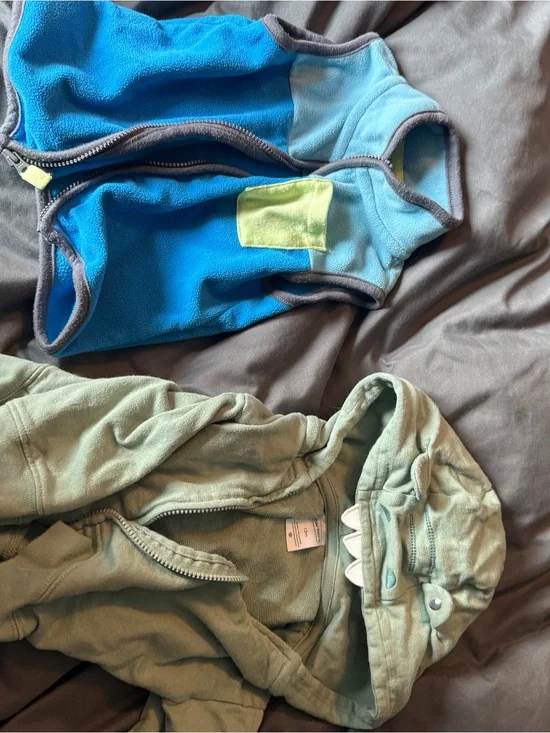 Blue Fleece Vest and Green Alligator Jacket