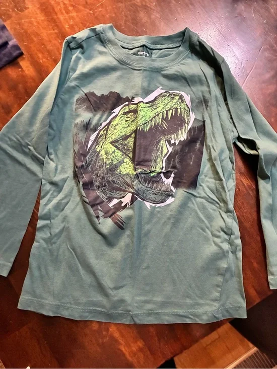 Carter's Olive Green T-Rex Graphic Long Sleeve Tee