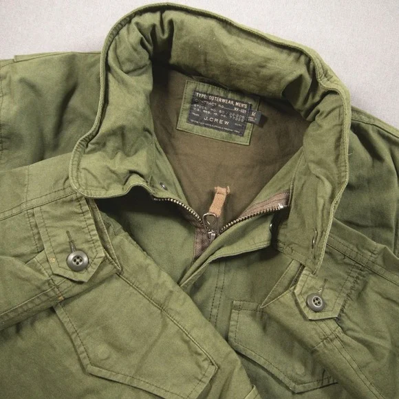 J.Crew Military Field Utility M65 Viscose Cotton Men Jacket M Hooded Field Work