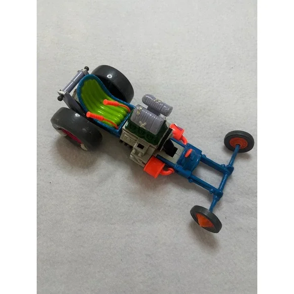 Vintage TMNT Pizza Powered Dragster Vehicle Playmates 1990s Blue Green Orange
