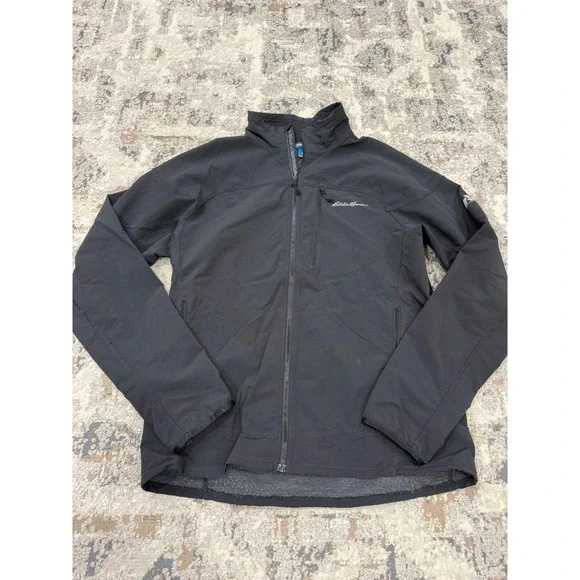 Eddie Bauer First Ascent Mens Medium Black Softshell Jacket Full Zip Stretch
