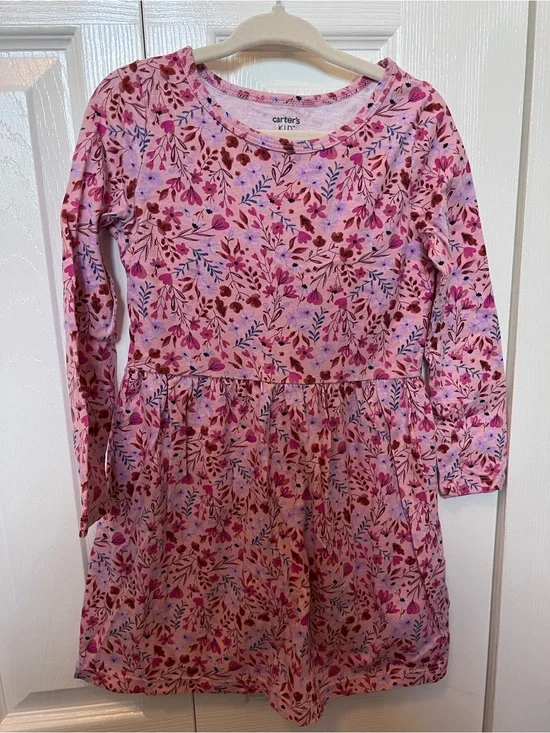Carter's Pink Floral Long-Sleeve Kids Dress - Size 4