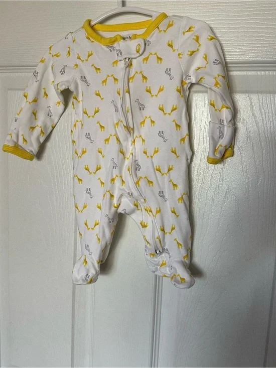 Carter’s White Baby One-Piece Footed Sleeper with Yellow Giraffe Print