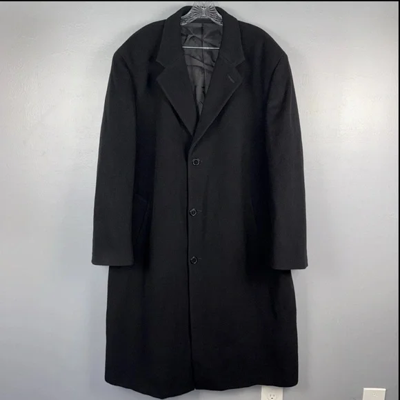 Lauren Ralph Lauren Overcoat Men’s 44R  Black Corporate Formal Cashmere Blend‎