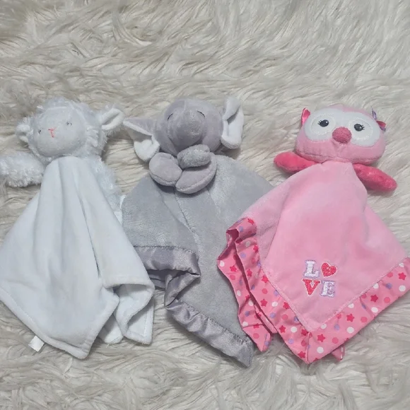 (3) Infant Security Plushies- Mixed Brands