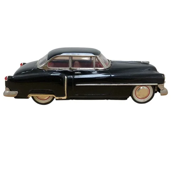 Vintage Tin Litho Friction Cadillac Sedan Toy Car Black Retro 1950s Style