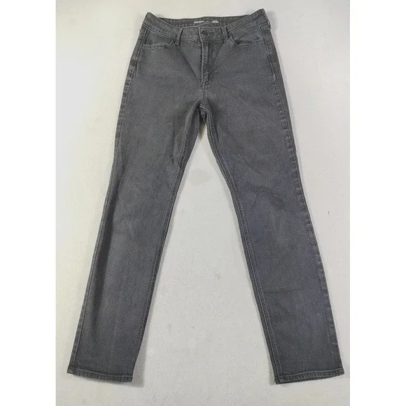 Old Navy Wow High Rise Straight Jeans Womens 10 Black Charcoal Stretch Denim