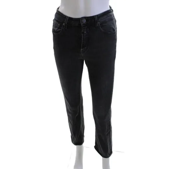 Closed Womens Cropped Ankle Jeans Dark Gray Mid Rise Cotton Blend Size 26