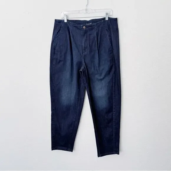 [Eileen Fisher] Dark Wash High Rise Organic Cotton Denim Tapered Fit Jeans Sz 14