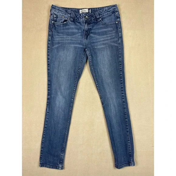 Anchor Blue Juniors 9S Skinny Jeans Low Rise Stretch Regular‎ Fit Blue Denim