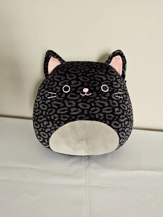 Squishmallows Xiomara The Leopard 14” Plush, Black Panther Cat Silver Spots RARE