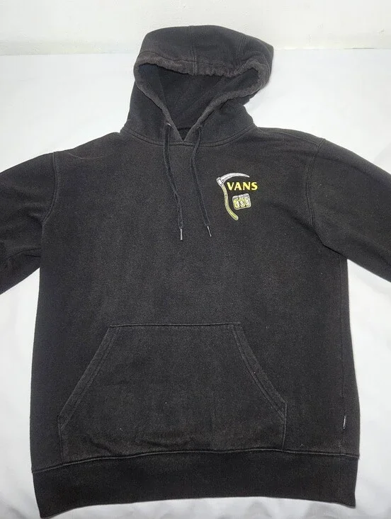 Vans Off The Wall Hoodie Mens Small Black Grim Reaper After Party Beer Graphic