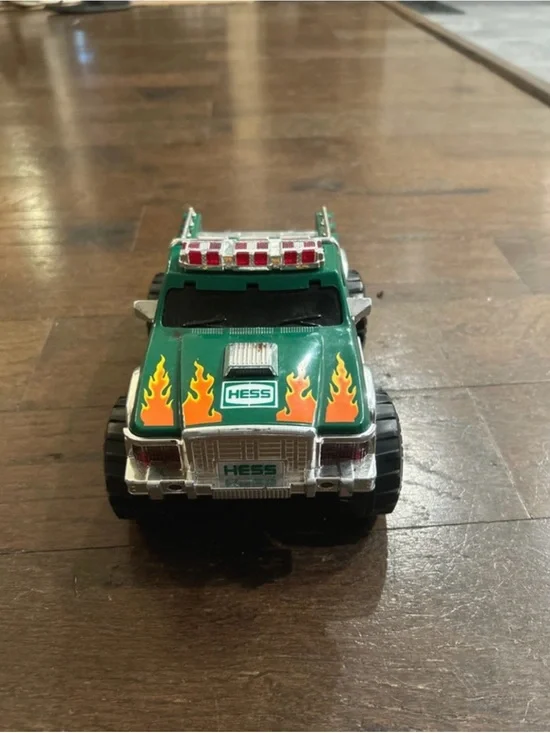 HESS Green Monster Truck Toy with Flame Graphics