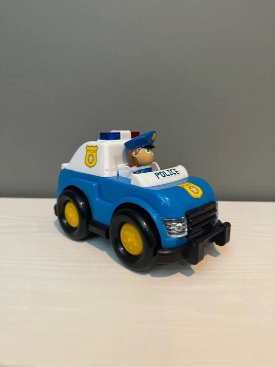 Blue Police Patrol Toy Car with Officer Figure tested and sounds work