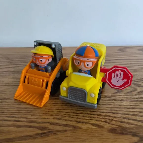 Blippi Mini Vehicles Toy Lot - Orange Front Loader & Yellow Blippi Mobile Toys
