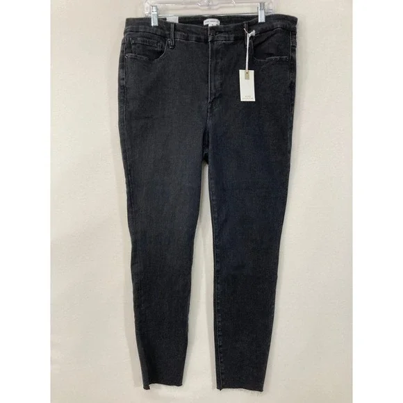 New Good American Good Legs Jeans size 18 Black Skinny High‎ Rise Raw Hem