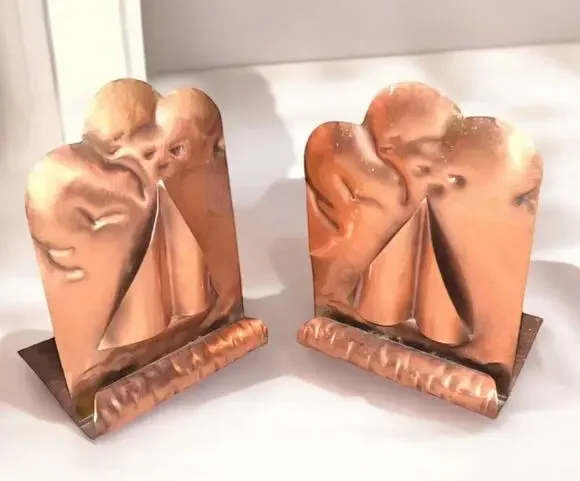 COPPER BOOKENDS Sailboat Vintage Gregorian Solid Sailboat FAST SHIP A167-28