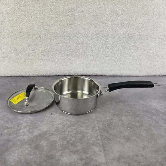 Cuisinart 8619-14 Stainless Steel 1 Qt Saucepan with Glass Lid Silver Black