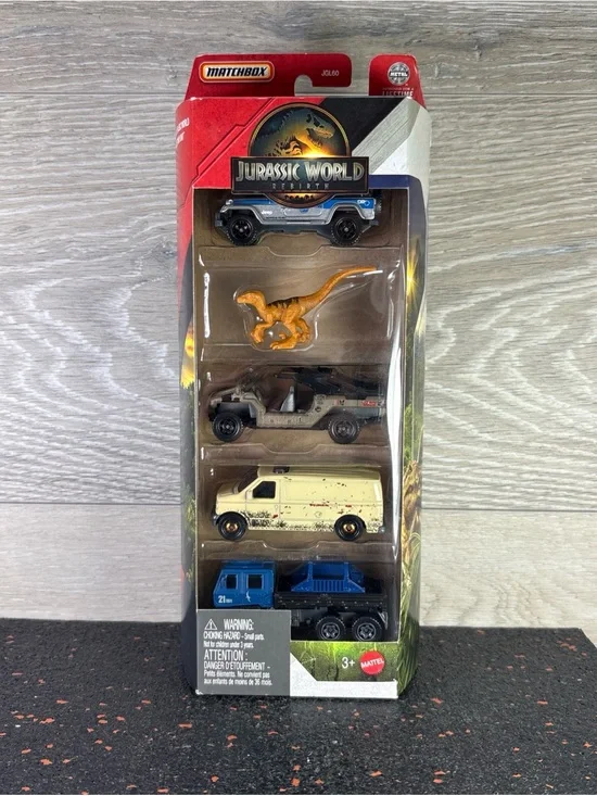 Matchbox Jurassic World Rebirth 5 Pack Diecast Vehicles 1:64 Toy Set New Sealed