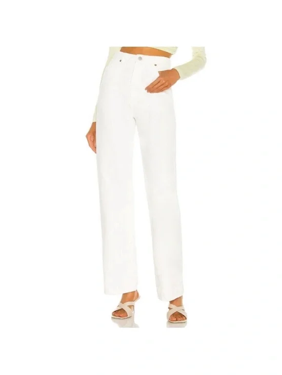 Rollas White Heidi High Rise Loose Straight Jeans Size 27