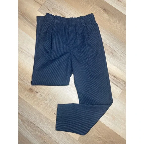 Gap Womens Navy Blue‎ Pinstripe Elastic Waist Tapered Trousers Size 4 Pants