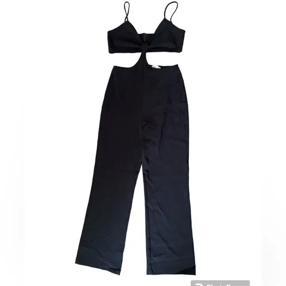 Socialite cutout wide leg Jumpsuit in Black Size L NWOT