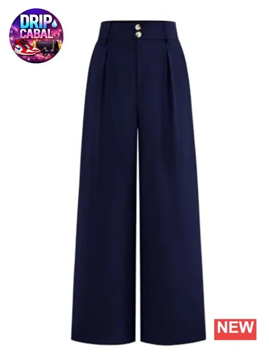 Wide Leg Dress Pants High Waist Work Trousers Pleated Slacks Womens Business