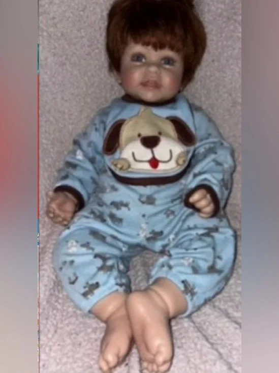 baby doll Blue Puppy Appliqué Kids One-Piece Romper