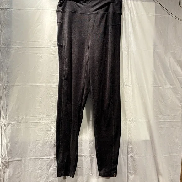 Climateright‎ Cuddle Duds XS Women's Leggings Black Back Waist Pocket