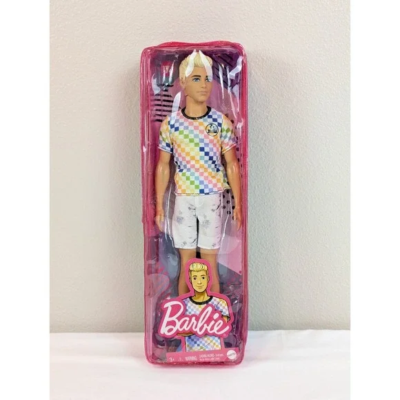 Barbie Ken Fashionista Doll - Rainbow Checkered Shirt Number 174. 2020-21 New
