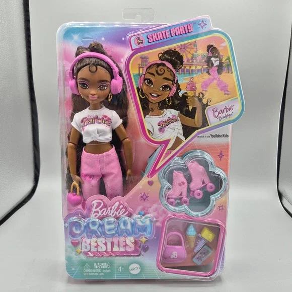 Barbie Dream Besties Brooklyn Skate Party Doll Roller Skates Accessories JFX97