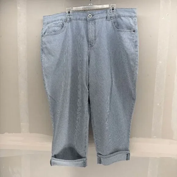 Style & Co. Curvy Capri Striped 5 Pocket Straight Leg Women's‎ 16 EUC