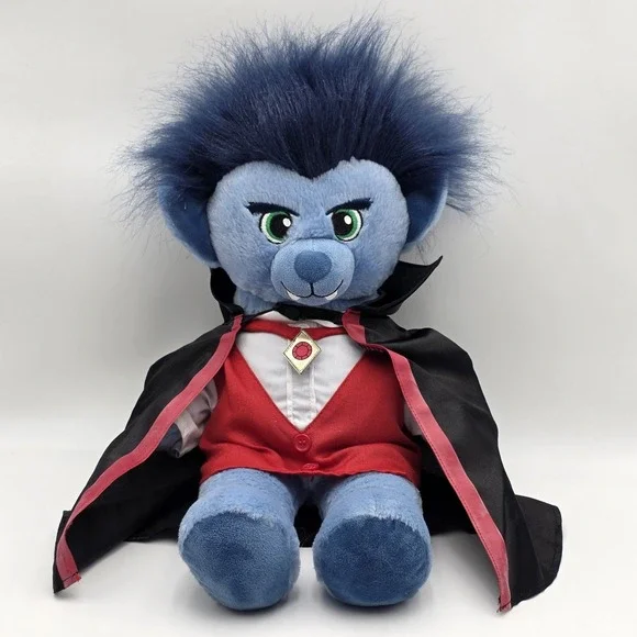 Build A Bear Vampire Blue Teddy Bear Fangs Dracula Shirt‎ and Cape NO PANTS