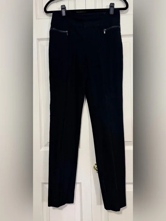 Style & Co. Black Straight-Leg Zip Detail Pants
