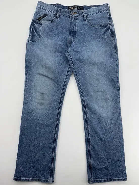 Ariat Rebar M4 Durastretch Relaxed Boot Jeans Mens 34 / 32 Blue Denim Workwear