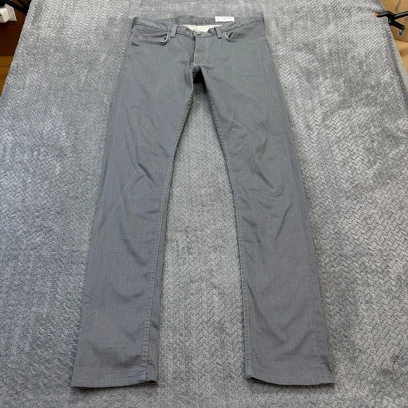 Gustin Pants Men 34x33 Slim Fit Grey Denim Twill Button Fly Made in USA Modern